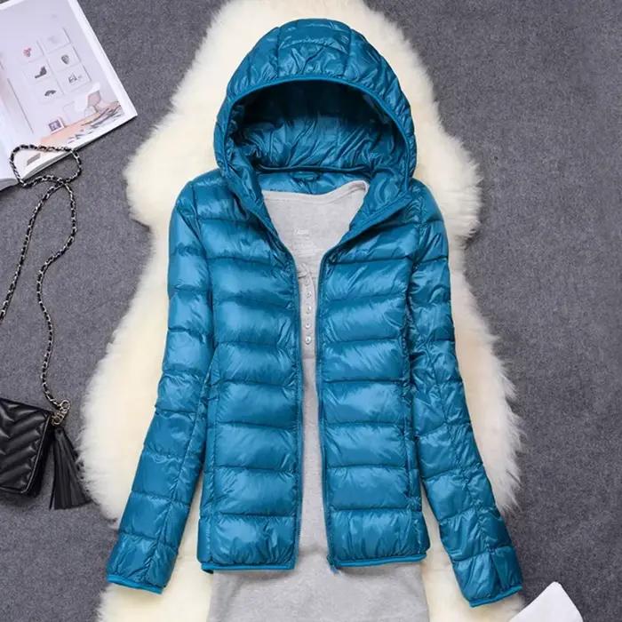 Doudoune légère pour femme avec capuche, matériau polyester, duvet de canard blanc, pour automne et hiver, nouvelle arrivée 2024