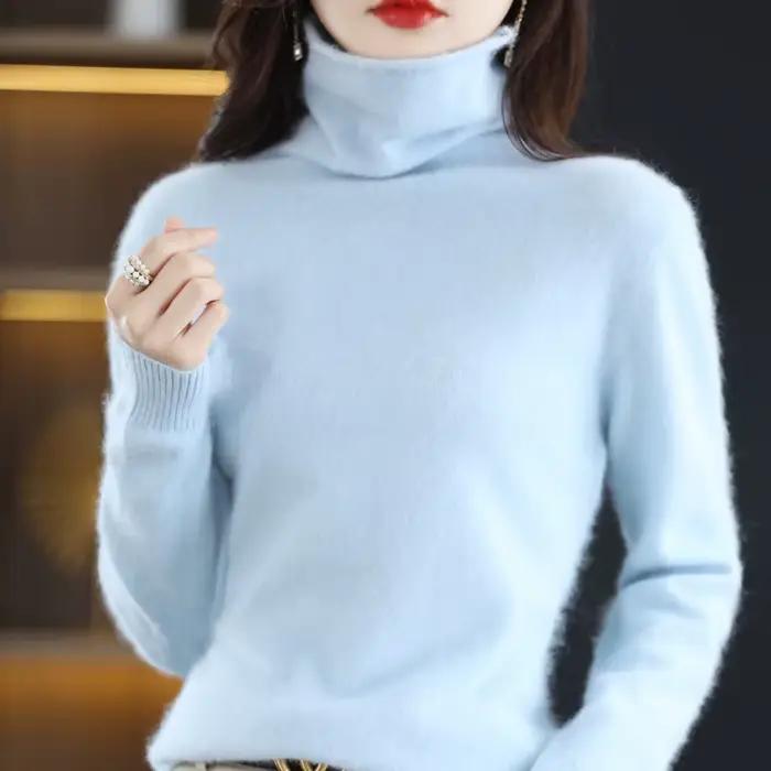 Pullover en mink cashmere pour femme, automne-hiver, col roulé, sortie nocturne, Carnaval, élégance intemporelle