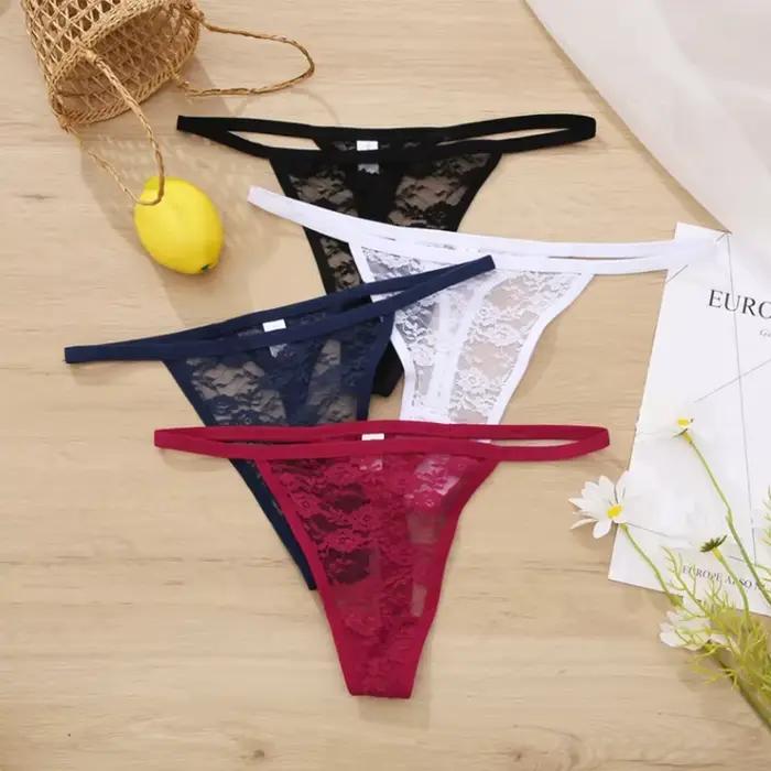 5 pièces/ensemble sous-vêtements pour femmes culottes en dentelle Lingerie florale femme culotte Sexy string string femme Pantys Perspective intimes