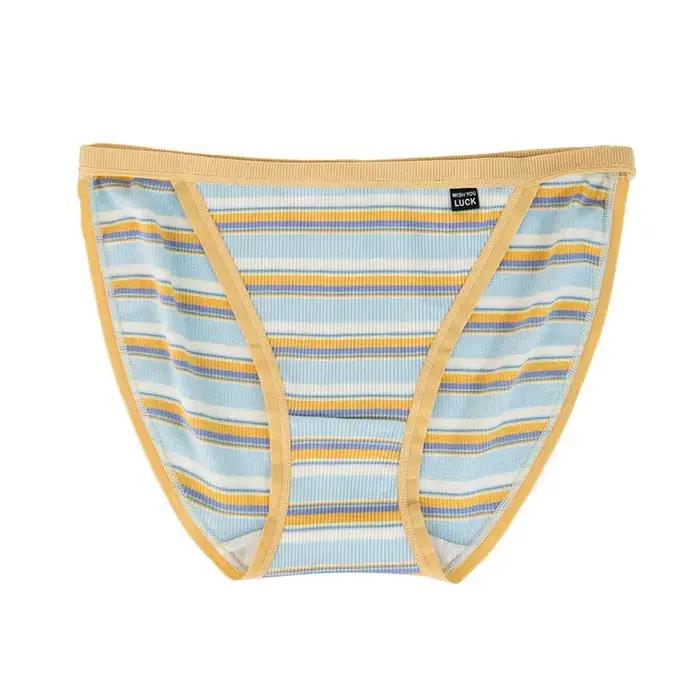 Culotte de Style Marine en Coton pour Fille, à Rayures Colorées, Lingerie Sexy, Très Extensible, à la Mode