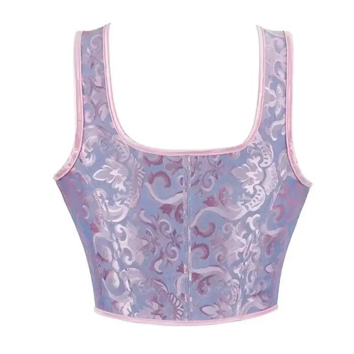 Vintage Jacquard à lacets surbuste Corset haut court femmes gothique Bustier gilet victorien mode réservoir corsage corps Shaper Corselet