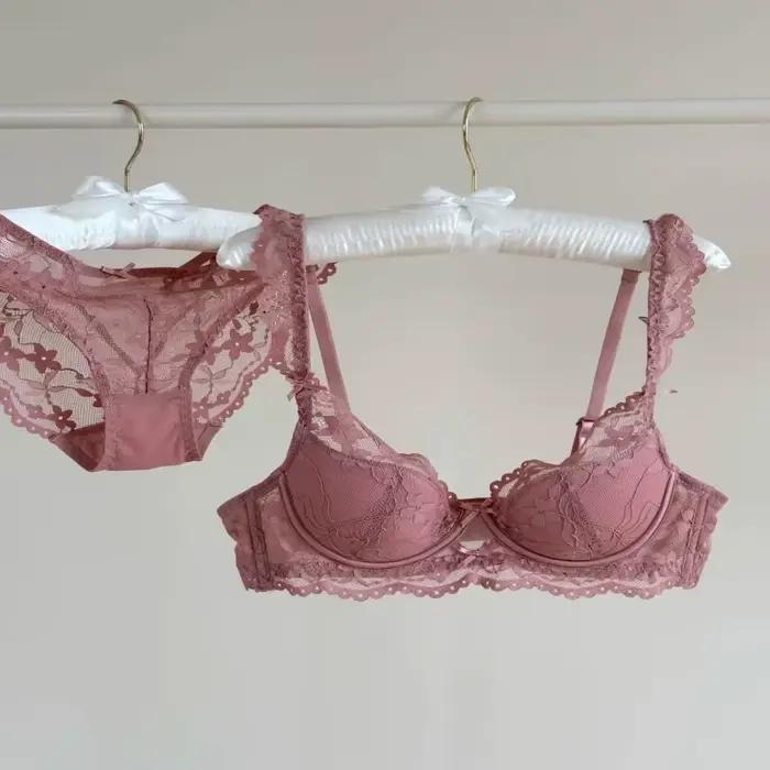 Ensemble soutien-gorge et culotte sexy en dentelle fine pour femme – Collection été, doux, respirant, anti-affaissement, élégant et confortable pour le quotidien