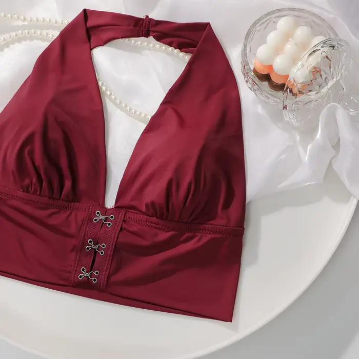 Soutien-gorge sexy rouge à boutons sur le devant sans anneau en acier, soutien-gorge double couche sans traces, sous-vêtements confortables pour femmes, Lingerie MR2824