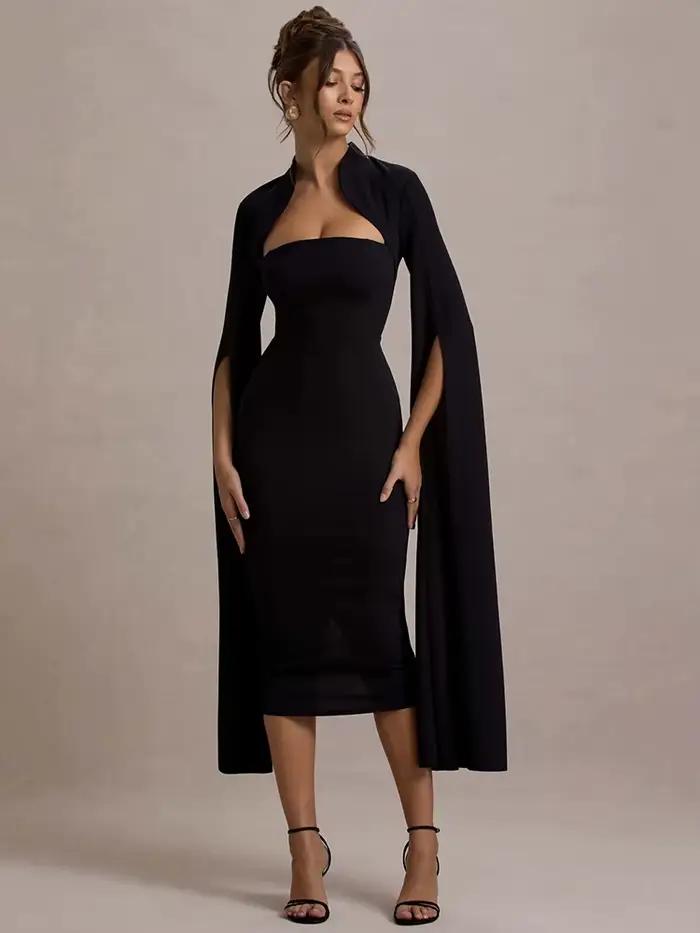 Robe sexy Mozision polyvalente avec décolleté carré pour femmes automne-hiver style club et soirées spéciales