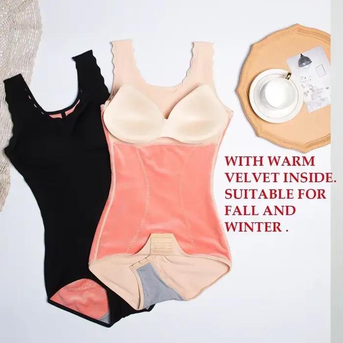 Body chaud pour femme, vêtement d'hiver épais, thermique, Compression abdominale, modelant le corps, avec soutiens-gorge