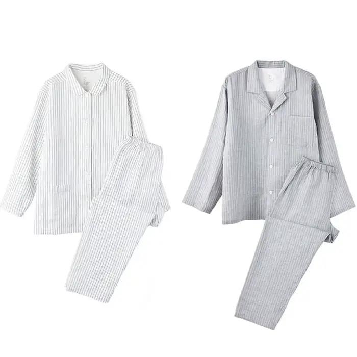 Pyjamas féminins en coton 100%, style basiques, manches longues, col rabattu, disponibles en rose, blanc, bleu et gris, pour hiver, occasions spéciales et confort nocturne