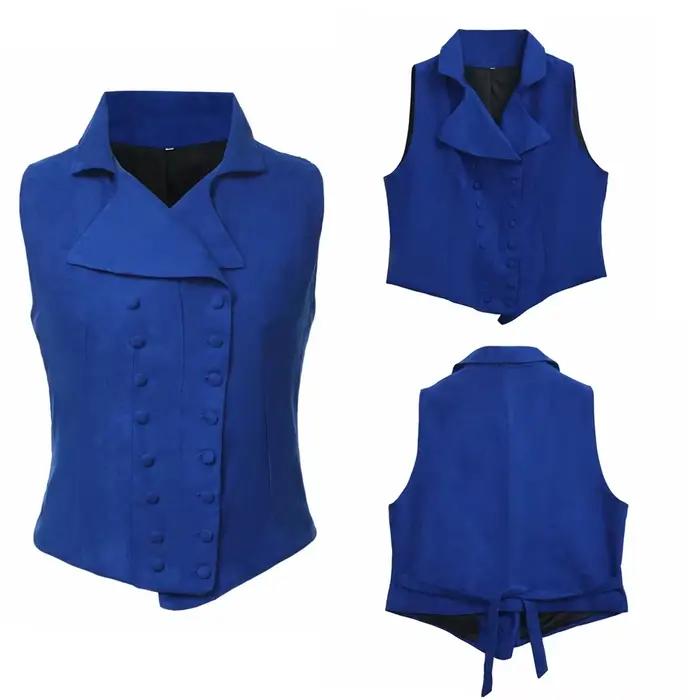 Gilet victorien pour femme, style Renaissance médiévale, col en V, double boutonnage, corset