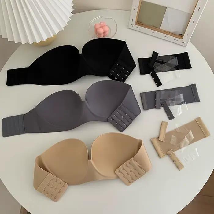 Soutien-gorge sans bretelles en coton avec extension pour femmes, élégant et confortable pour toutes les occasions