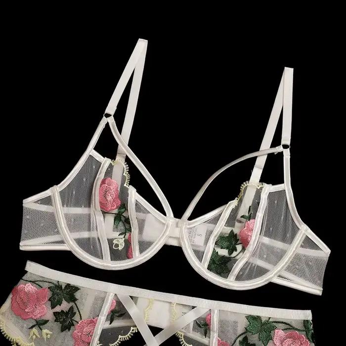 Tenues de lingerie brodées classiques, sous-vêtements sexy en dentelle, ensemble de soutien-gorge et string, non censuré, trois points, PerConsider7.0