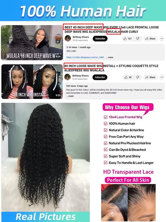 Parochňa Lace Frontal Water Deep Wave 13x4 13x6 360 HD z ľudských vlasov kučeravá