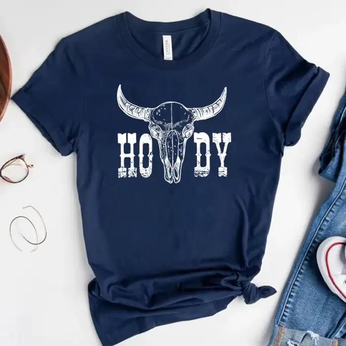 Retro tričko Howdy s lebkou kravy