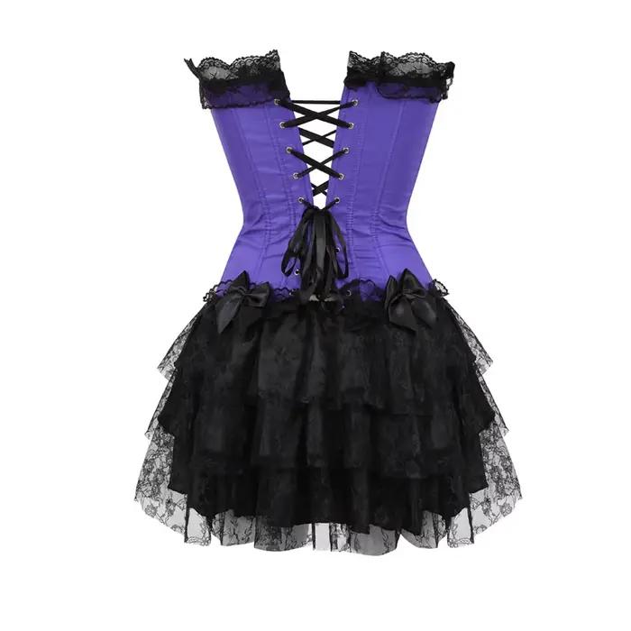 Čipkovaný večerný korzetový voľný sexy šaty pre ženy zelená Lingerie a čierna čipka mini sukňa Showgirl tanec S-2XL