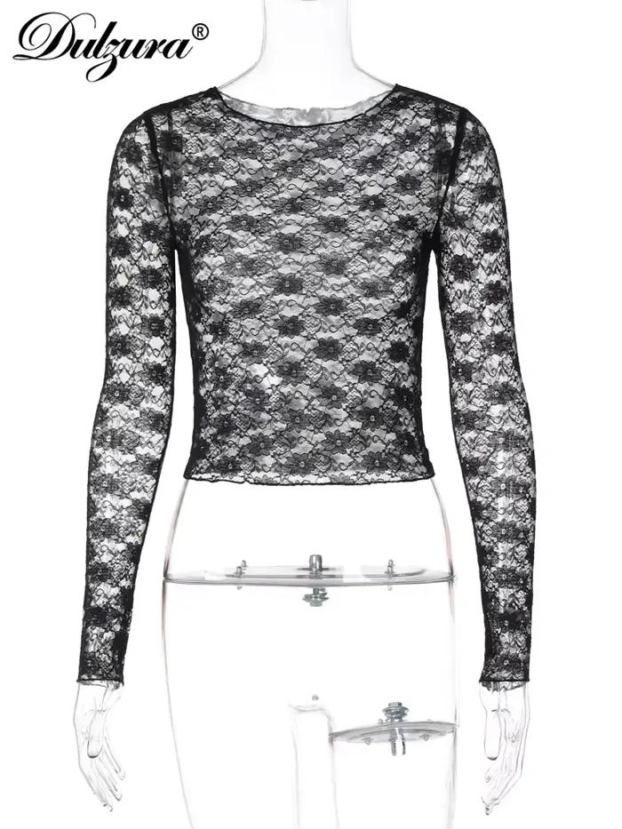 Haut court en dentelle Dulzura sexy pour femmes style club occasions spéciales printemps été