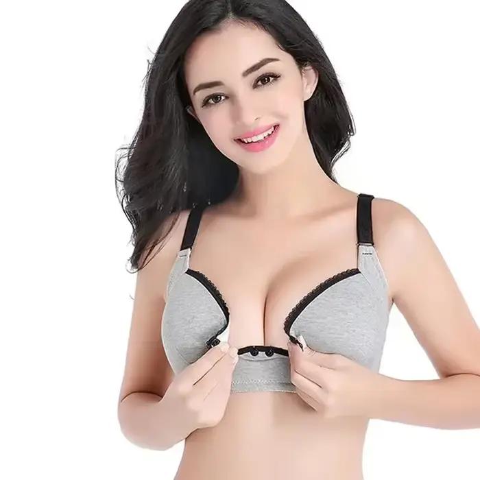 Soutien-gorge d'allaitement en coton pour femmes, respirant, grande taille, alimentation facile, sans fil, été