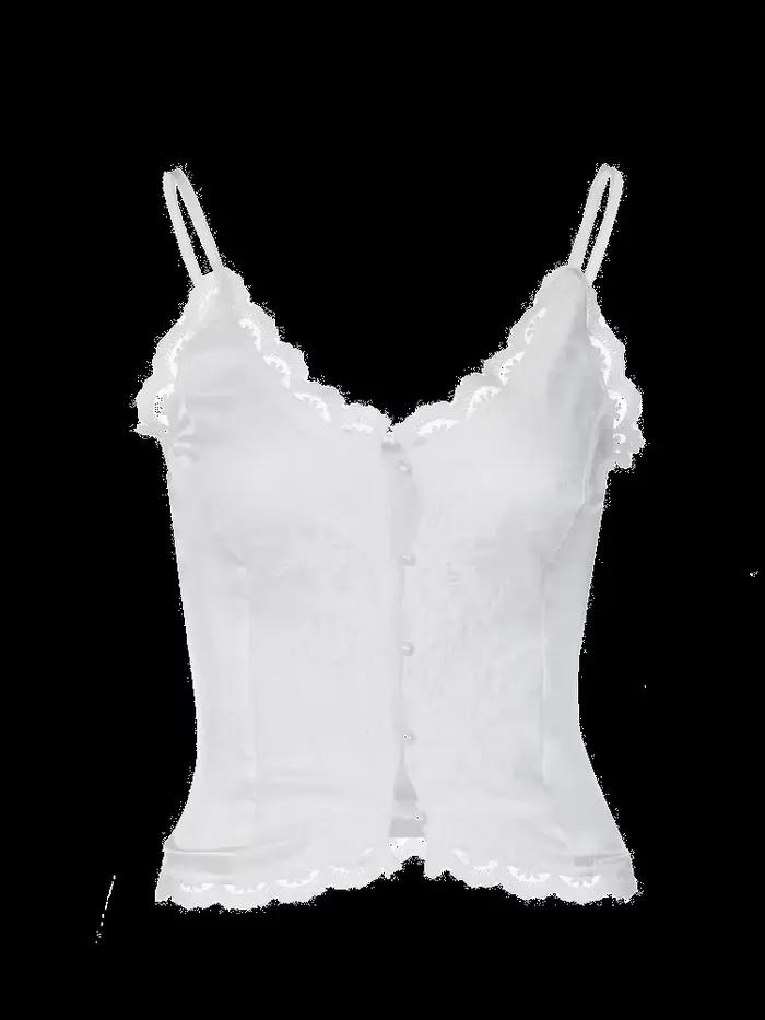 Dulzura 2023 Letné Dámske Biele Čipkované Podväzky Saténový Top S Výšivkou Camisole Sexy Y2K Elegantný Klubový Streetwear