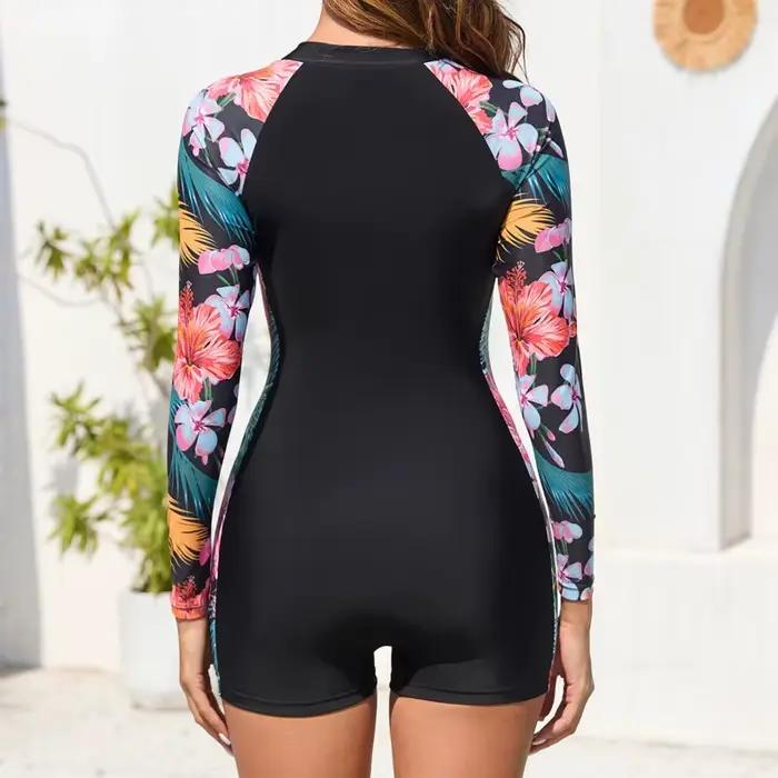 Maillot de bain CeCheetah pour femmes une pièce avec zip manches longues pour nager surf et plage occassions spéciales