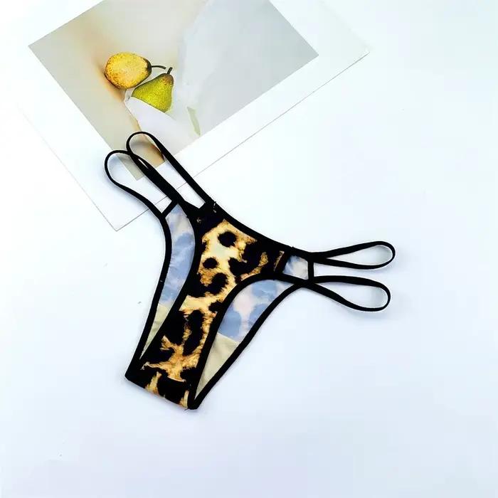 CamSolomon-String léopard pour femme, sous-vêtement sexy, taille basse, bretelles fines, nylon sans couture, plus riche, 2 pièces par paquet