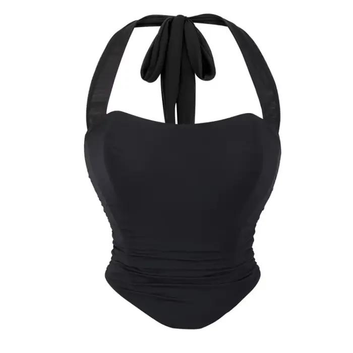 Korzátový halter crop top pre ženy
