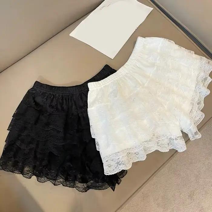 Culottes de sécurité plissées noires et blanches pour femme, style Lolita mignon, shorts vintage à volants, sous-vêtements de princesse pour filles, jupon d'été