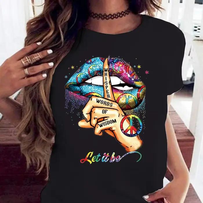 100% bavlna voľný okrúhly výstrih kreatívne krátke rukávy tričko pre ženy oversized