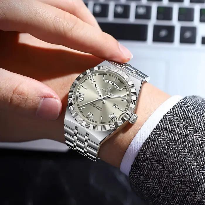 POEDAGAR luxusné pánske obchodné hodinky s dňom a dátumom