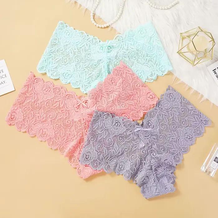Sexy dentelle florale culottes femmes slips taille basse Lingerie douce confortable femme sous-vêtements filles intimes culottes