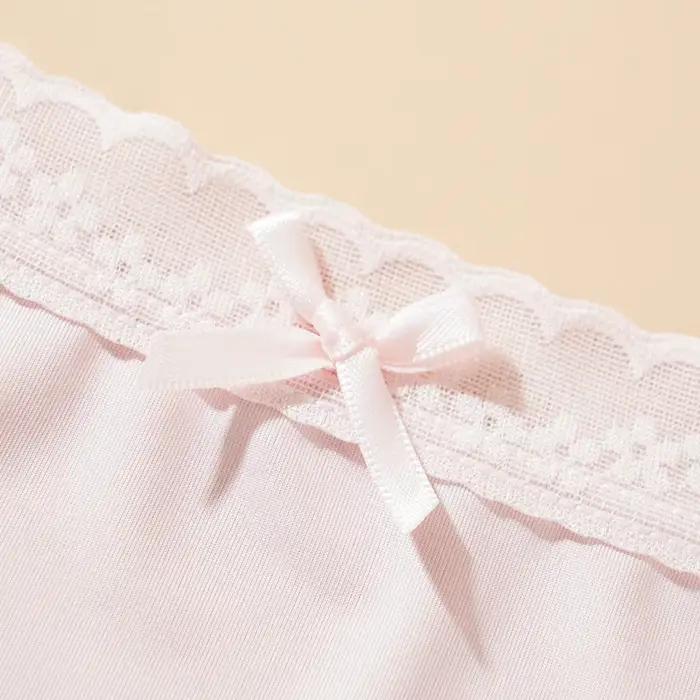 Femmes Sexy culottes couleur unie sous-vêtements respirants dentelle nœud Lingerie femme Ultra mince Transparent slips nouveau