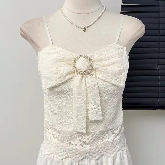 Pure Desire dentelle nœud femmes Camisole élégant paillettes décoration vêtements d'extérieur Corset été épicé fille taille serré mince solide gilet haut