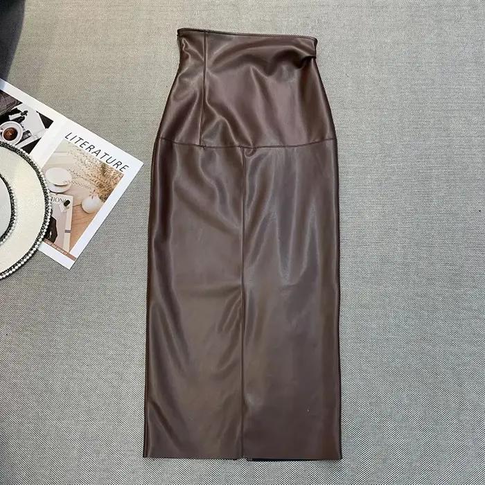 Dámske vintage sukne z umelej kože PU