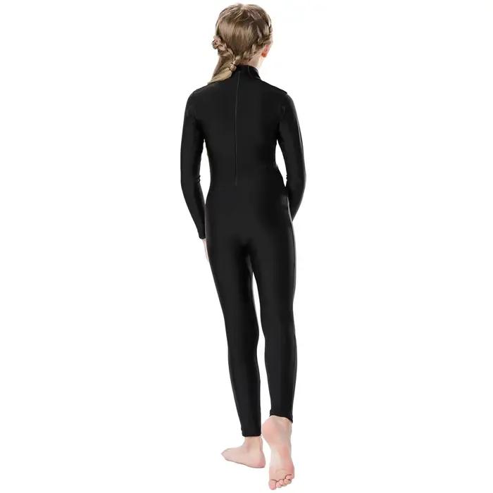 OVIGILY – body noir à manches longues pour filles, combinaison de danse avec col roulé, justaucorps de gymnastique de Ballet pour enfants