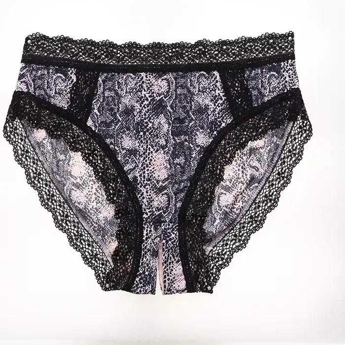 1pc Lingerie sous-vêtements femmes arc nouvelle dentelle culottes slips taille basse solide point couleur filles coton Pantes