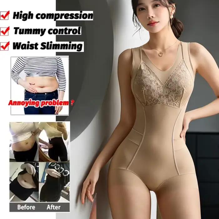 Body sculptant pour femme avec contrôle abdominal, design ouvert aux hanches, appliqué, post-partum, avec soutien-gorge intégré