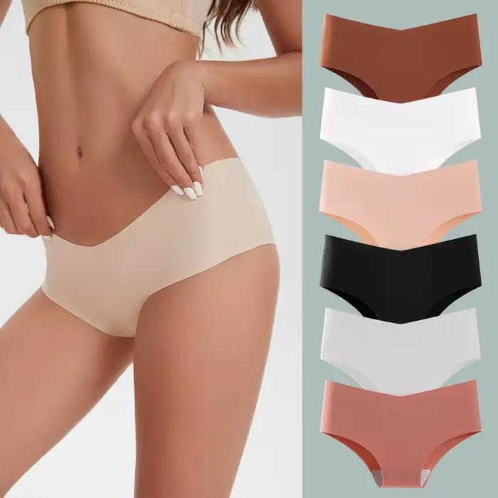 Culotte non marquante pour femmes, grande taille, sport de yoga, sexy, en forme de V, 6 couleurs, couleur unie, soie glacée, respirante