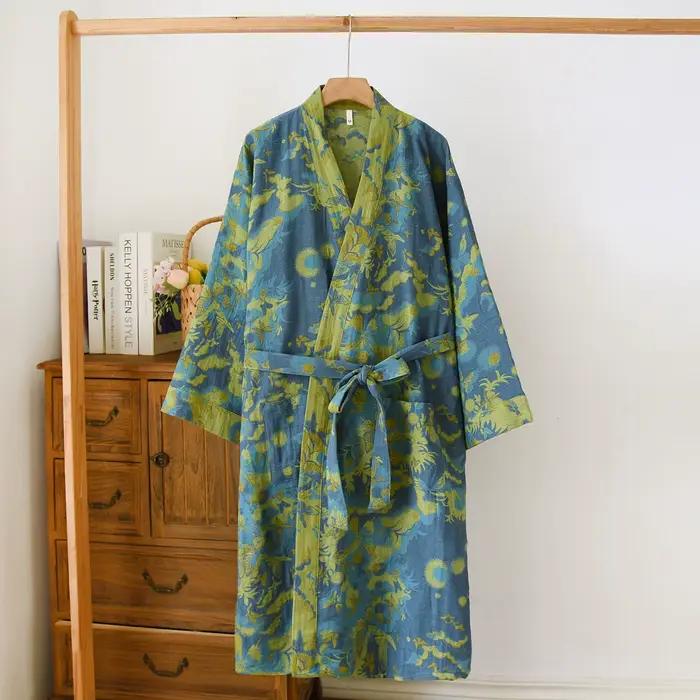 100% bavlnené kimono nočné šaty 3/4 rukávy jar jeseň župan pre ženy ležérne