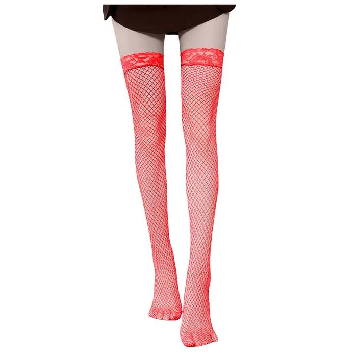 Bas sexy pour femmes, résille ajourée en dentelle, bas cuissardes multicolores pour femme