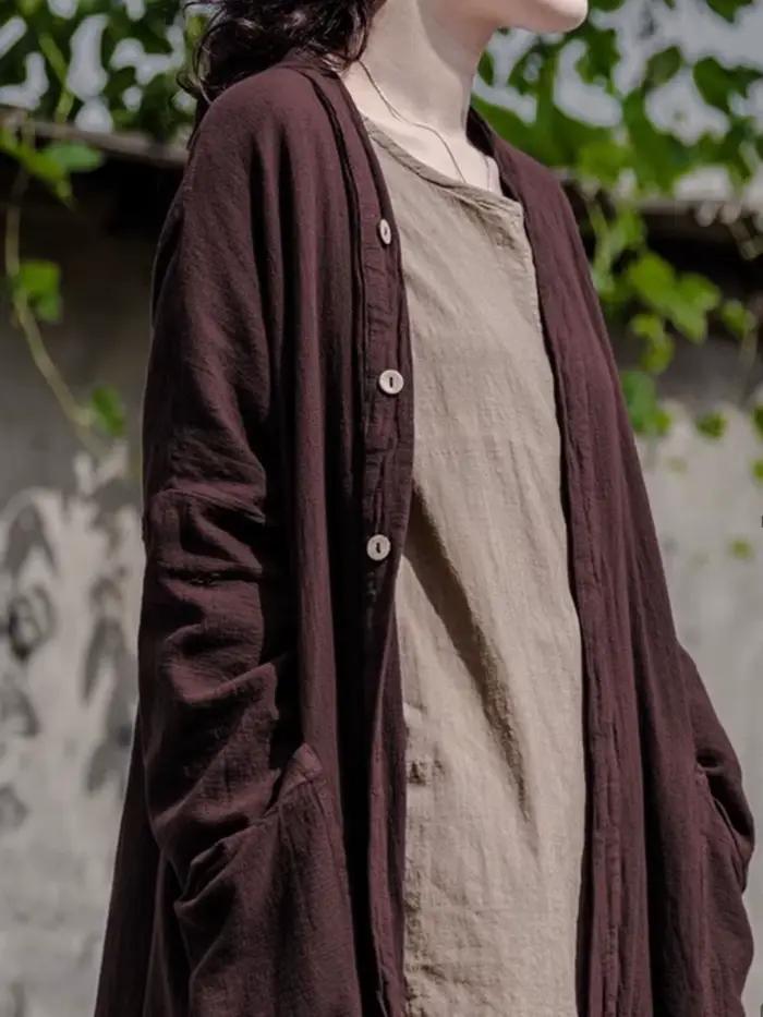 Dlhé voľné oversized cardigan sako s vreckami