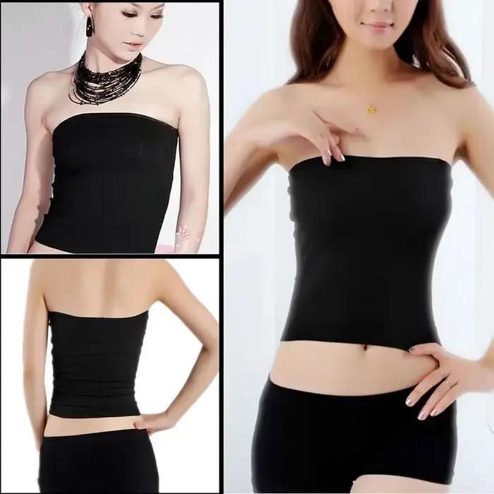 Haut tubulaire pour femmes, Corset à la mode, superposition de base, extensible, uni, sans bretelles, sans couture, t-shirt court, maillot de corps