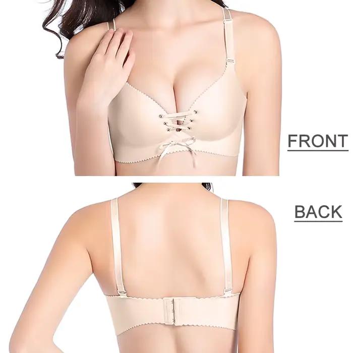 Femmes Push Up soutien-gorge Sexy sans fil Lingerie sans couture brassière intimes sous-vêtements femme profonde V nœud papillon Bralette soutien-gorge