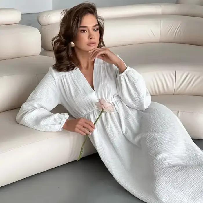 Elegantné bavlnené šifónové šaty pre ženy