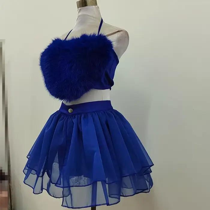 Costumes de danse jazz pour femmes, vêtements de pole légitisexy, tenues Kpop bleues imbibées, ensemble de vêtements de séparés euse Ds Dj GKnitting, bar et boîte de nuit, nouveau groupe