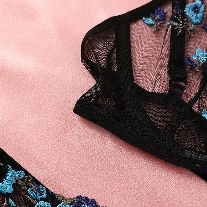 Lingerie en dentelle transparente brodée pour femmes, sous-vêtements sexy, ensemble de culottes dégradées, kit de soutien-gorge délicat, push-up, ensembles de culottes 7.0, nouveau Heilan