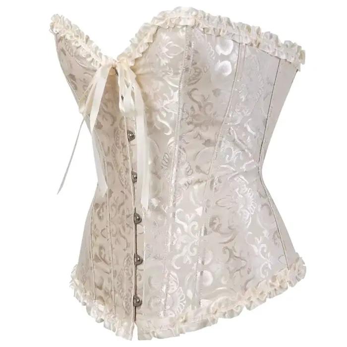 Femmes Sexy Bustiers et Corsets Floral couverture en dentelle pour les femmes Vintage Corset gothique surbuste Satin Jacquard Corsets