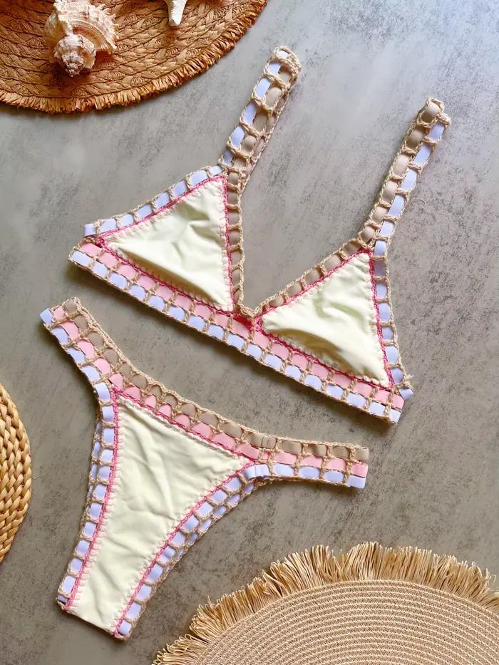 Čierny háčkovaný bikini 2026 – Sexi plavky pre ženy