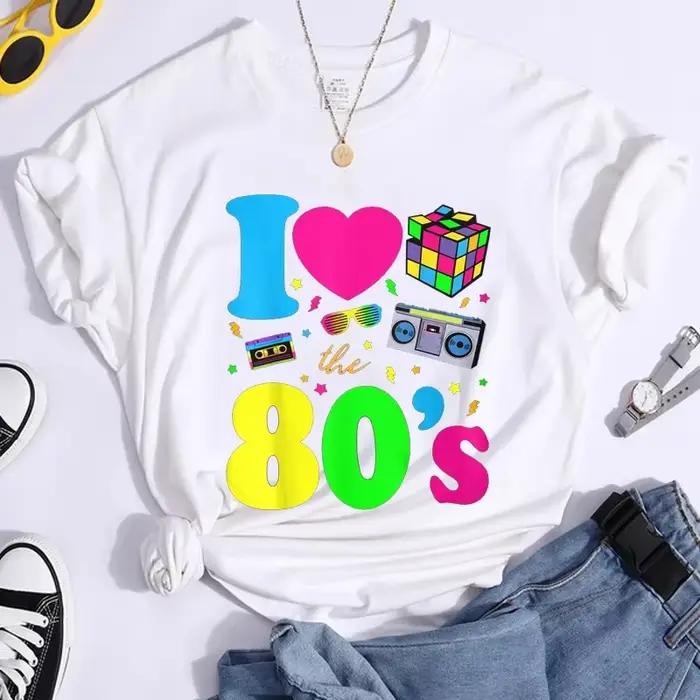 Nová móda Milujem 80. roky Tričko pre ženy Vintage 80.