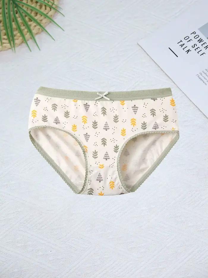 Lot de 6 culottes en coton imprimées mignonnes pour femmes, culottes confortables sans couture à taille mi-haute, décontractées et sportives