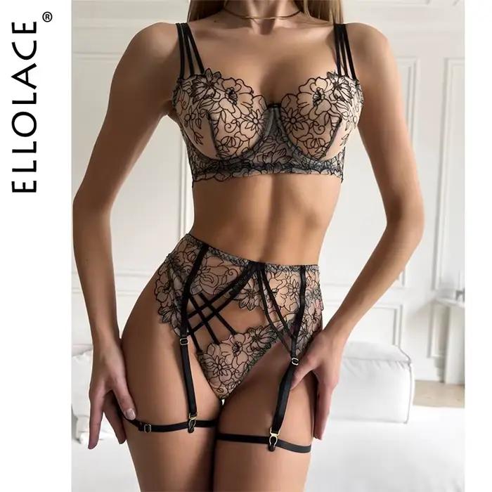 Ellolace Sexy Horúca Fantázia Výšivka Čipka Etická Spodná Bielizeň pre Ženy Odvážna Ultra
