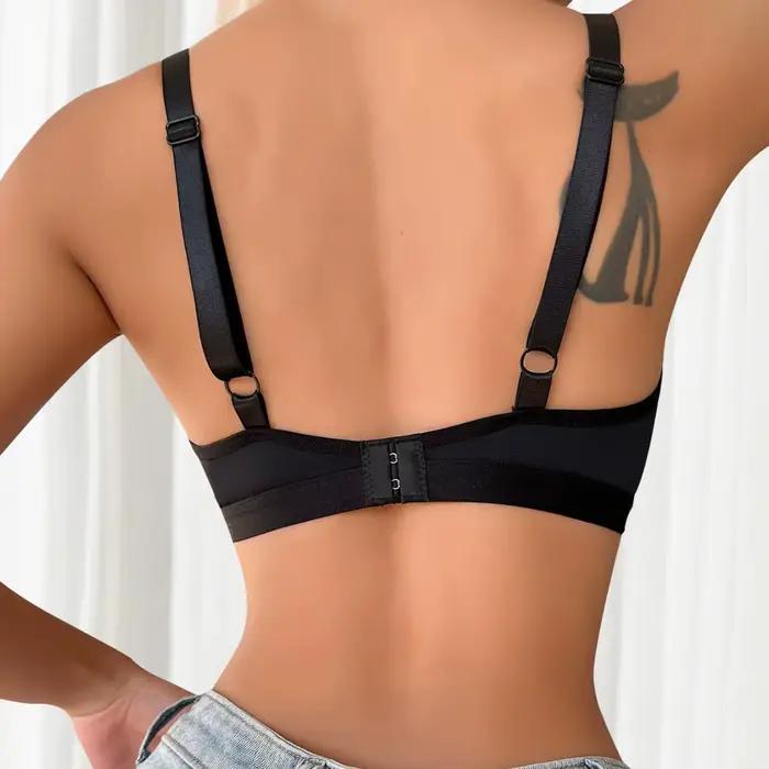 Soutien-gorge sexy pour femmes sans armatures, col en V profond, dentelle, trois quarts tasse, confort sans fil, bretelles ajustables, push up pour petite poitrine