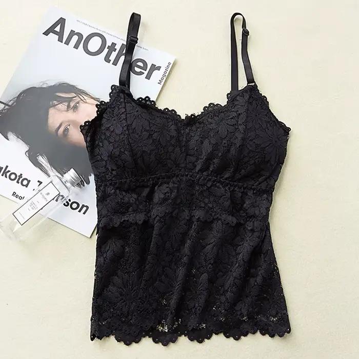 Soutien-gorge en dentelle hauts dentelle florale élégant pour femmes lingerie sexy sous-vetements sans fil bretelles réglables camisoles coussinets amovibles occassions spéciales