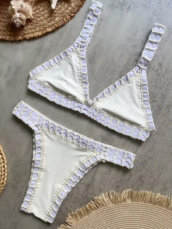 Čierny háčkovaný bikini 2026 – Sexi plavky pre ženy