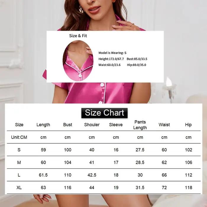 Ensemble de pyjamas pour femmes en polyester et élasthanne avec col rabattu et shorts pour nuits d'été et occasions spéciales